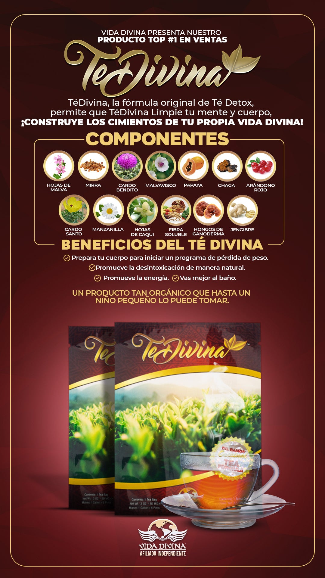 Organic Detox Tea, Caffeine-Free, 1 Pack, 0.3 oz · TeDivina Detox Tea All Organic Healthy Cleansing Formula, Caffeine Free All Natural Colon Cleanse