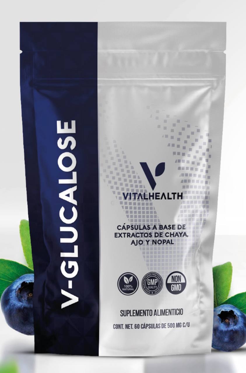 V-Glucalose - Prickly pear, Chaya, Garlic extract, Ursi grape extract, Flaxseed, Milk Thistle extract, Berberine, Beta-carotene, Centaurea, Fenugreek extract, Cranberry extract.