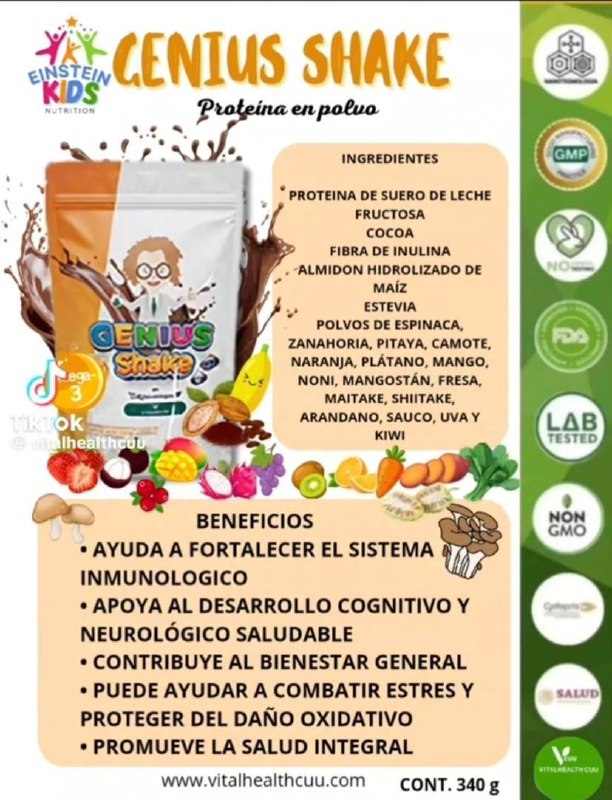Genius Shake - suplemento alimenticio en polvo de la linea de Vitalhealth