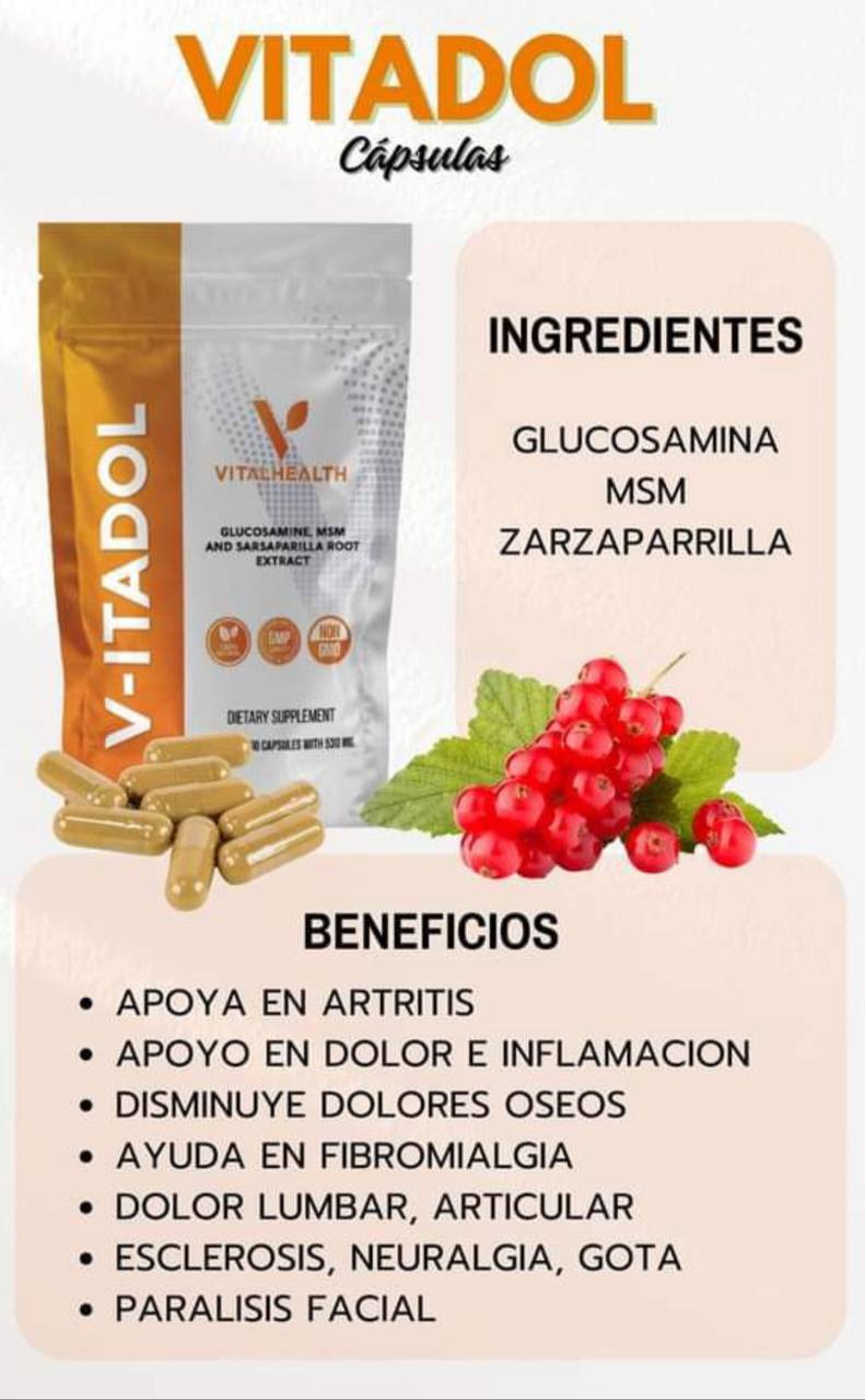 V-itadol ayuda a aliviar molestias articulares y musculares, desde artritis hasta dolores crónicos.