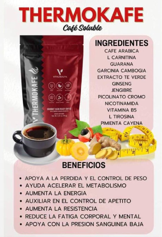 Thermokafe  acelera tu metabolismo, quema grasa y controla el apetito.