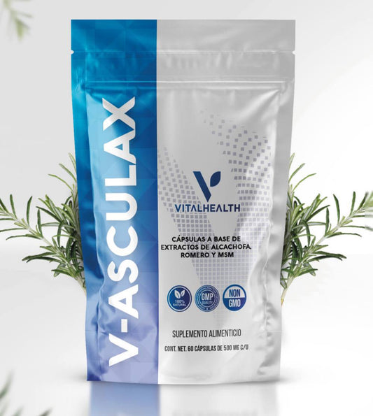 V-asculax - Our formula blends natural extracts of Artichoke, Rosemary, Witch Hazel, and Horsetail, ingredients known for their support of elasticity and blood flow